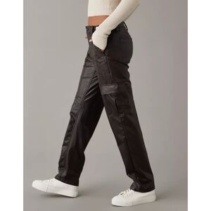 American Eagle Outfitters Vegan Leather Straight Cargo Pants Size 2